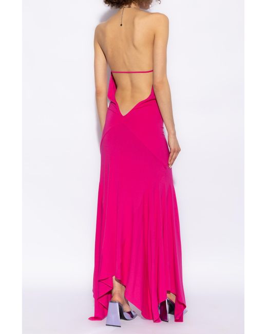 The Attico Pink The Asymmetric Halterneck Long Dress