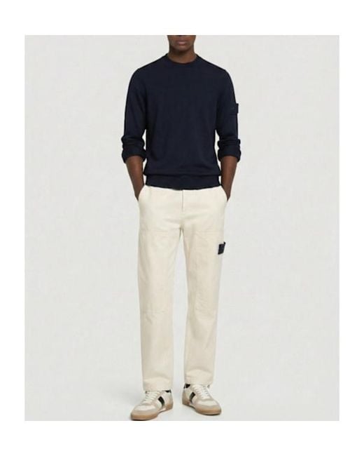 Stone Island Black Light Wool Crewneck Sweater for men