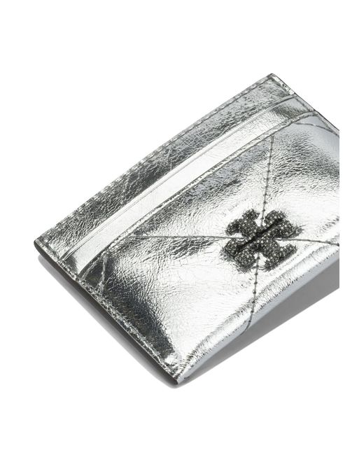 Tory Burch Gray Logo-Embellished Card Holder