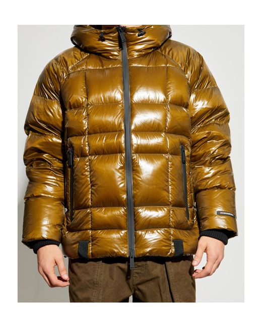 DSquared² Yellow Hooded Down Jacket for men