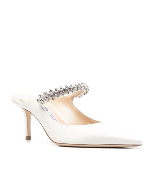 Jimmy Choo White Bing 65Mm Leather Mules