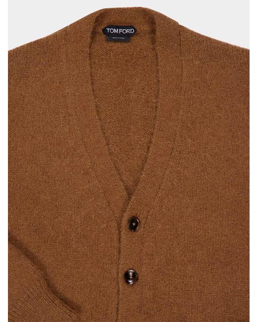 Tom Ford Brown Buttoned V-Neck Cardigan for men