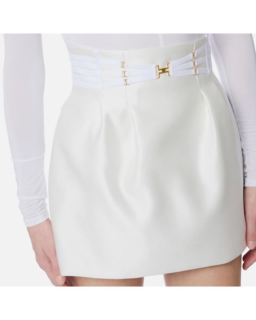 Elisabetta Franchi White Elastic-Strap Mini Skirt