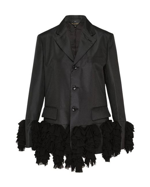 Comme des Garçons Black Single-Breasted Ruffle-Detail Jacket