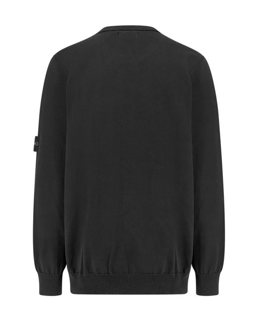 Stone Island Black Compass Patch Crewneck Jumper for men