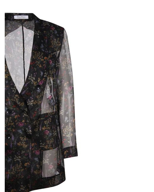 Max Mara Black Floral Print Sheer Jacket
