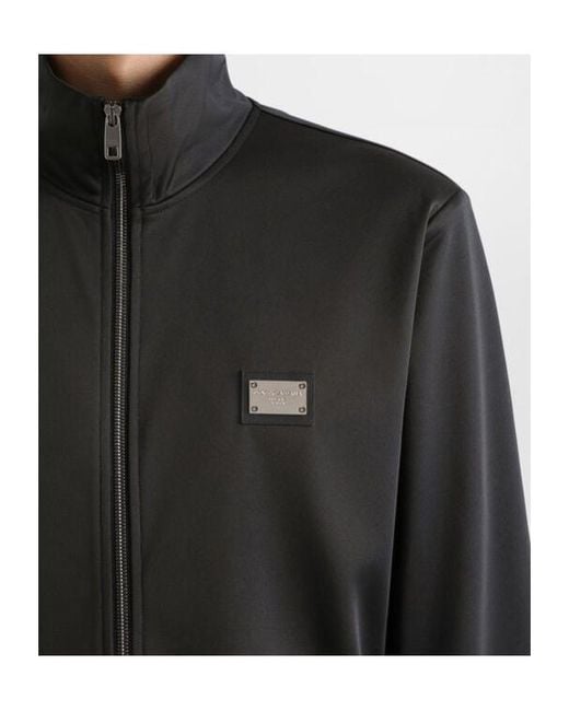 Dolce & Gabbana Black Branded Tag Zipped Jacket for men