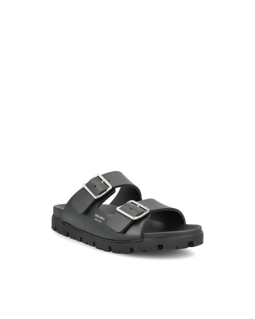 Prada Multicolor Logo Detailed Buckled Sandals for men