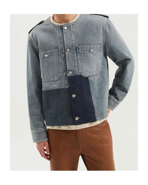 1989 STUDIO Gray Panelled Denim Jacket for men