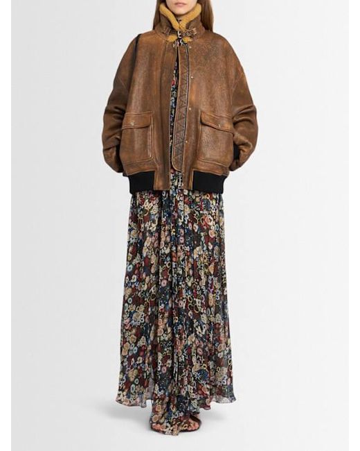 Khaite Brown Sandor Leather Bomber Jacket