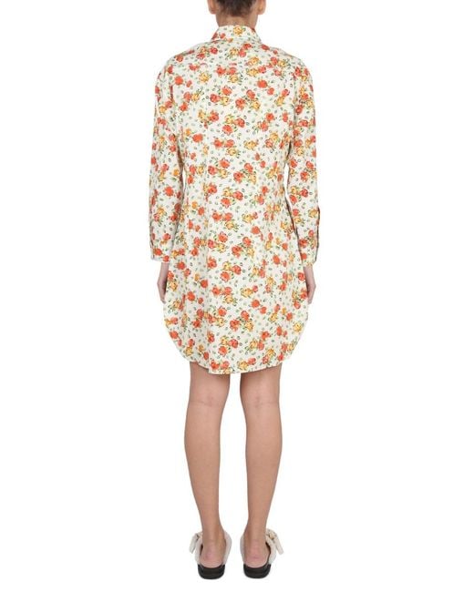 Marni White Floral Patterned Shirt Dress