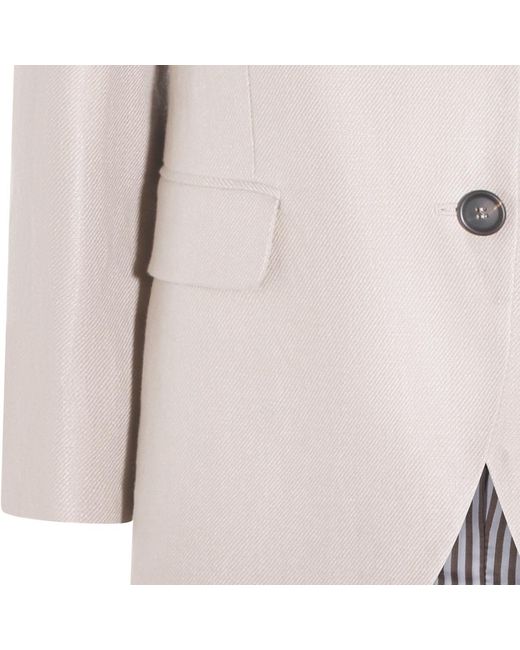 Brunello Cucinelli Natural Single-Breasted Tailored Blazer