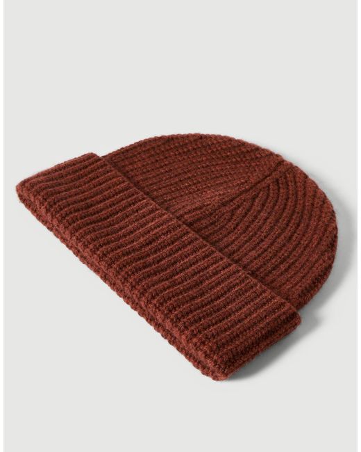 Brunello Cucinelli Brown Cashmere English Rib Knit Beanie Hat for men