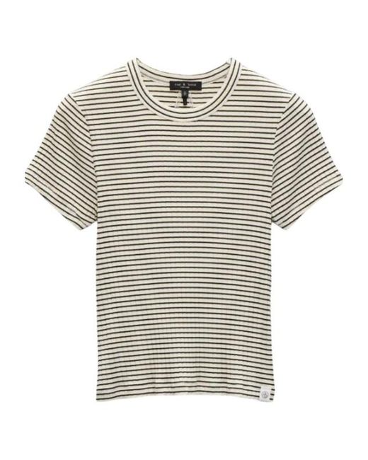 Rag & Bone White Luca Striped Tee