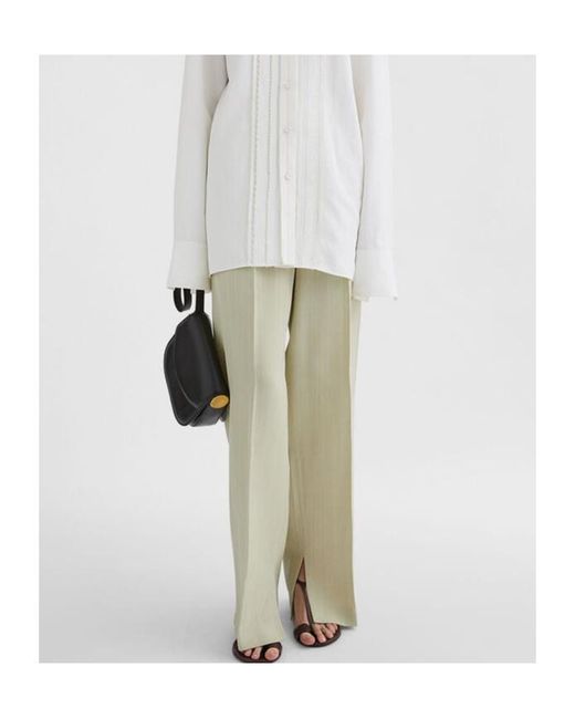 Jil Sander White Pleat-Detailed Straight-Leg Trousers