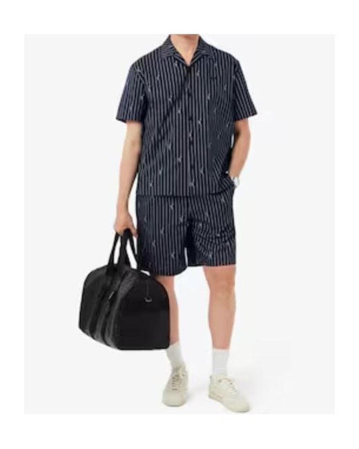 Lacoste Blue Relaxed Fit Print Twill Shirt for men