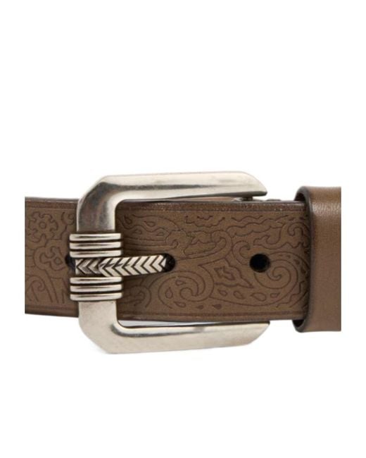 Etro White Leather Belt With Engraved Motif for men
