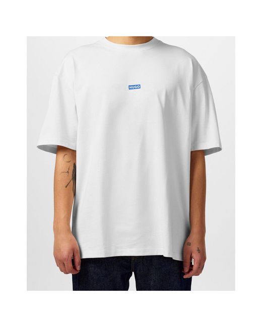 Boss White Logo Crew-Neck T-Shirt for men