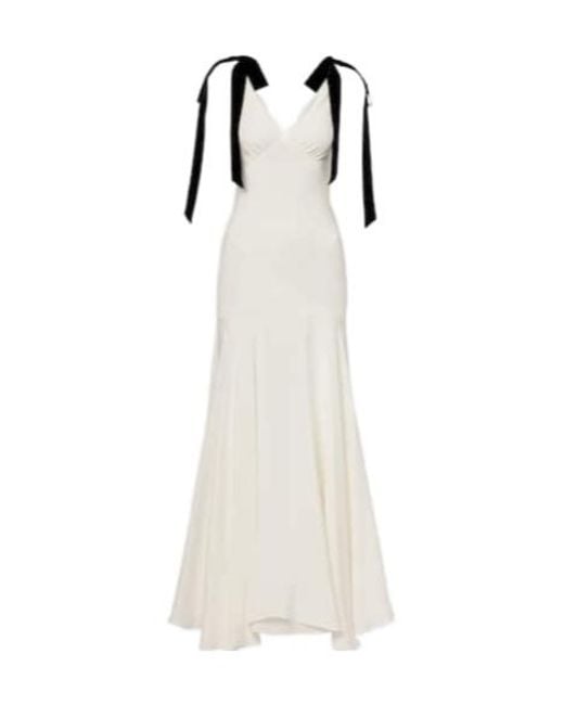 Rodarte White Silk Crepe Maxi Dress