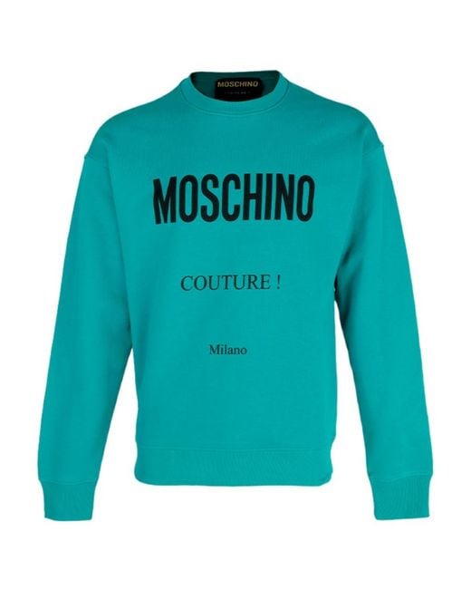 Moschino Blue Organic Cotton Logo-Print Sweatshirt for men
