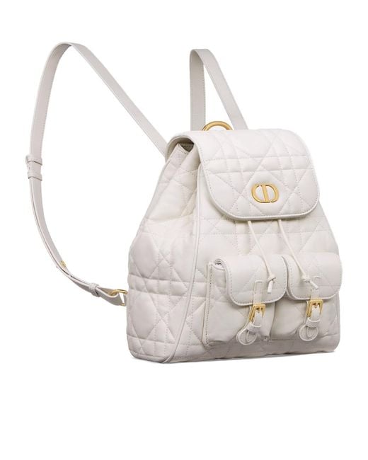 Dior White Medium Caro Backpack
