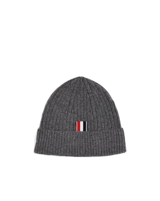 Thom Browne Gray 4-Bar Knitted Beanie for men