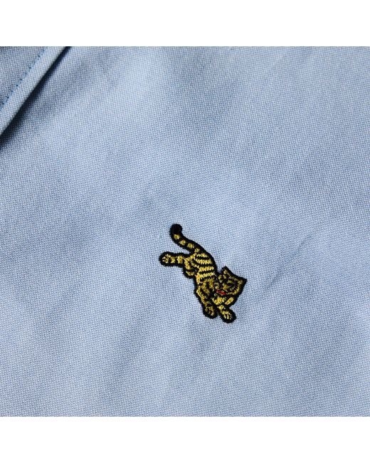 KENZO Blue Lapel Long-Sleeve Shirt for men