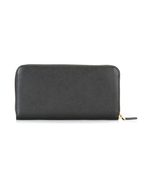 Prada White Logo Plaque Zipped Wallet