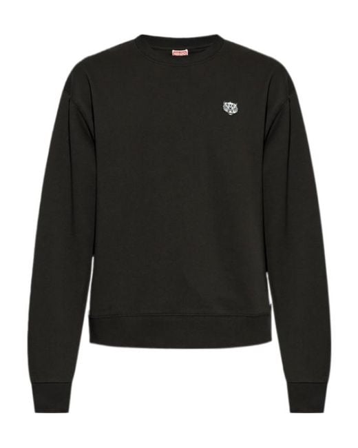KENZO Black Logo Patch Crewneck Sweatshirt for men