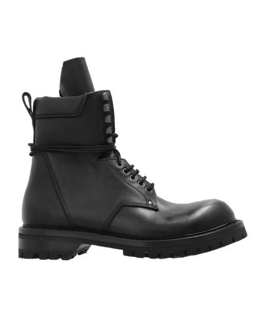 Rick Owens Black Hollywood Groppone Army Boots for men