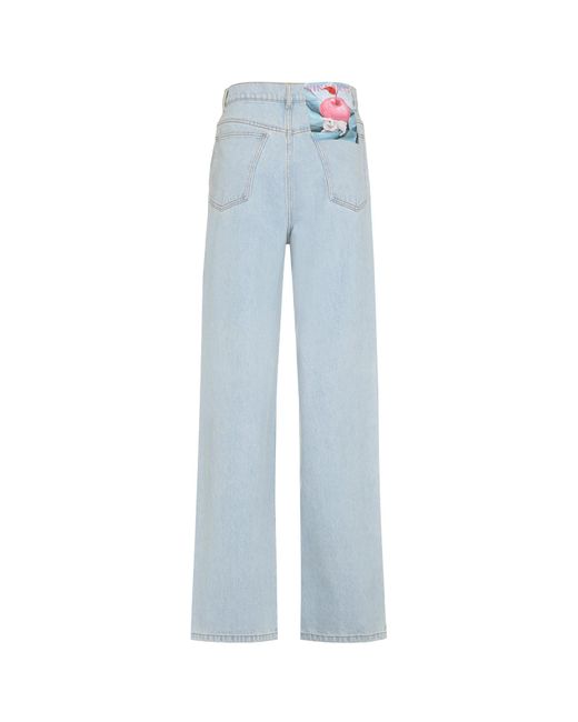 Nina Ricci Blue Logo-Patch High-Rise Boyfriend Jeans