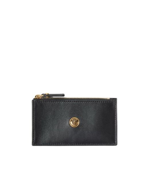 Versace Black Emblème Zipped Card Holder