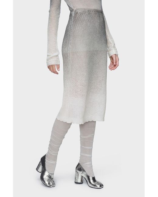 Maison Margiela Gray Sheer Knit Midi Skirt