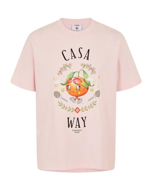 Casablanca Pink Logo Crew Neck T-Shirt for men