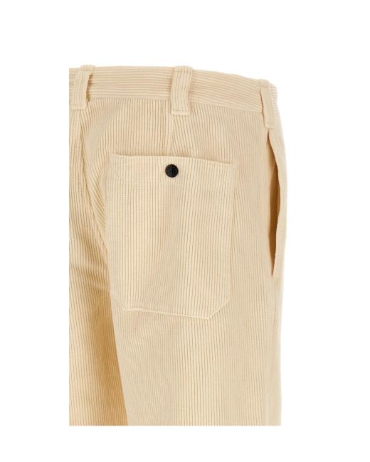 Stone Island Natural Logo Patch Corduroy Pants for men