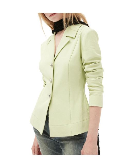Ganni White Stretch Suiting Shirt Blazer