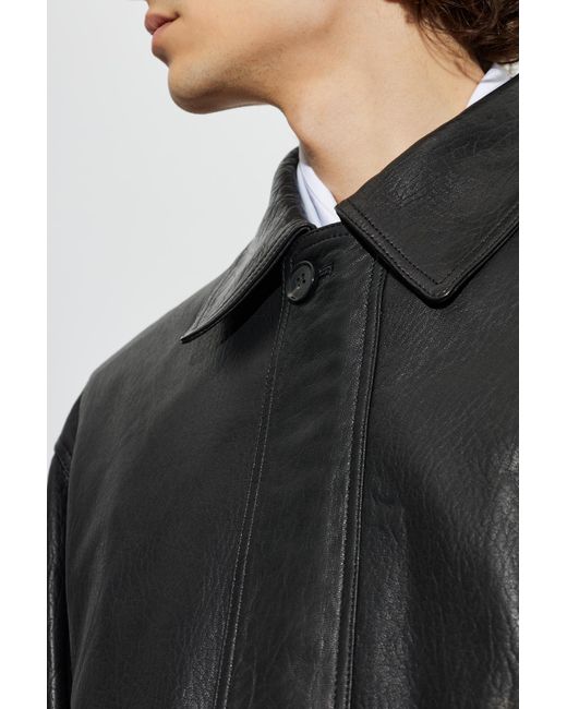 Arma Black Long-Sleeve Leather Jacket for men