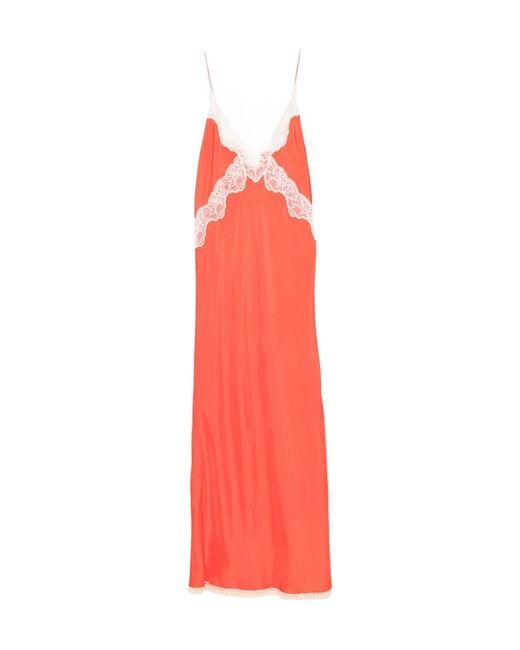 Forte_forte Red Lace V-Neck Maxi Dress