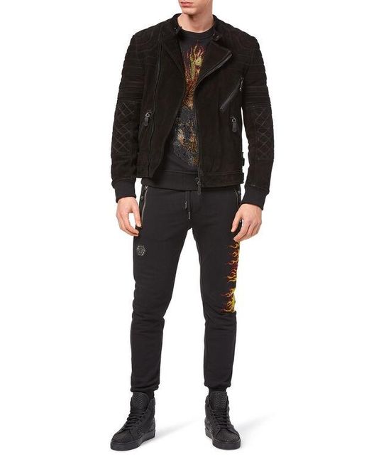 Philipp Plein Black Round-Necked Diamond Sweater for men