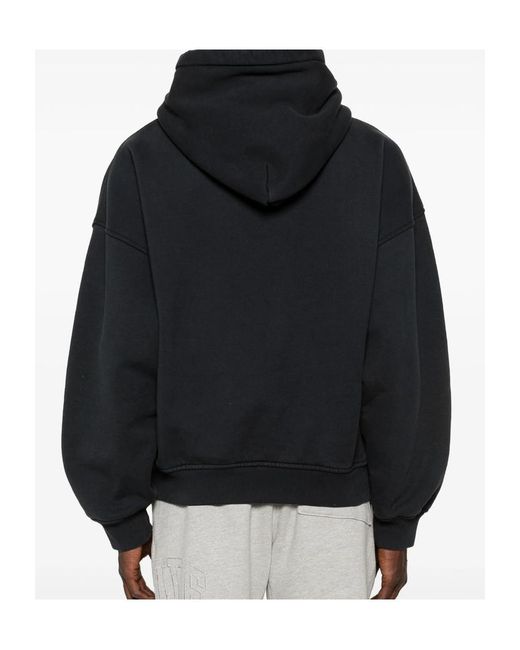 Rhude Black Logo-Print Pouch-Pocket Hoodie for men