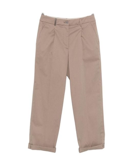 Peserico Gray Cuffed Straight-Leg Pants