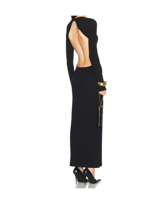 Saint Laurent Black Open Back Long-Sleeved Dress