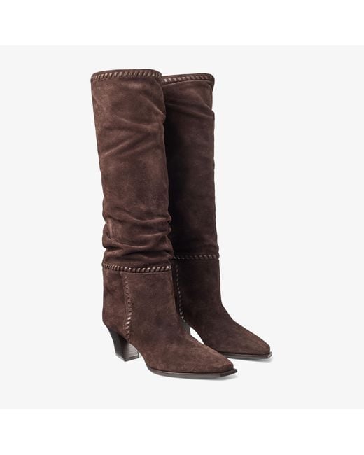 Jimmy Choo Brown Chunky-Heeled Boots