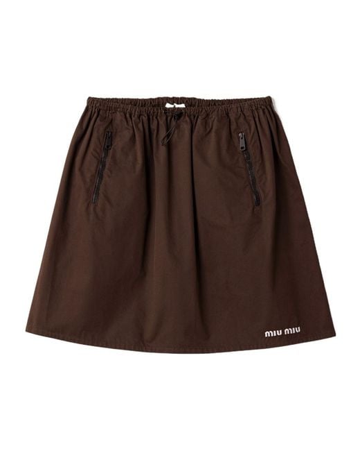Miu Miu Brown Washed Gabardine Skirt