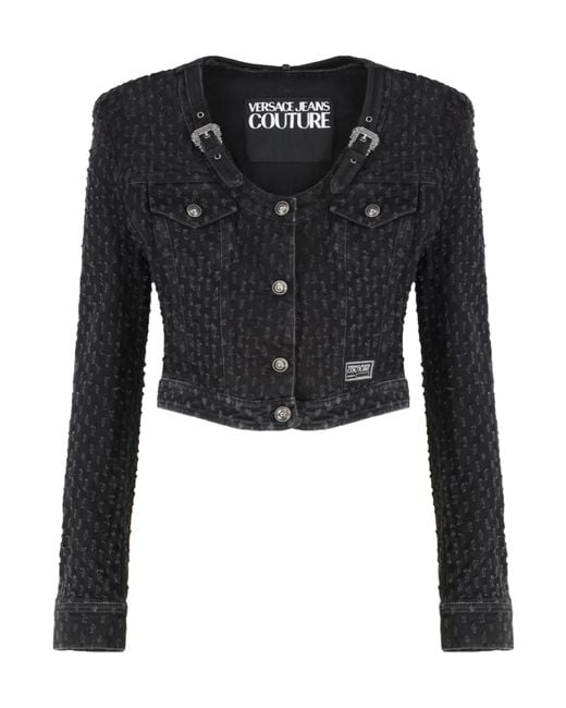 Versace Jeans Black Couture Logo Denim Jacket