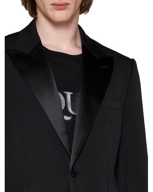 McQueen Black Single-Breasted Tailored Blazer for men