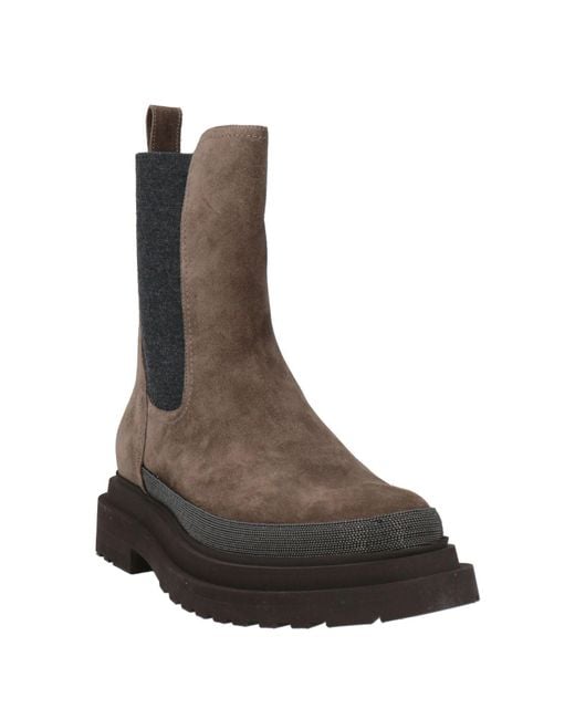 Brunello Cucinelli Brown Suede Chelsea Boots