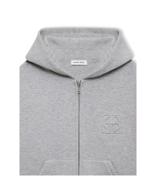 Anine Bing Gray Monogram-Embossed Performance Jacket