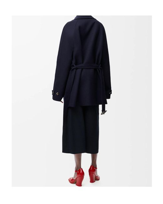 Loewe Blue Double-Breasted Belted Coat