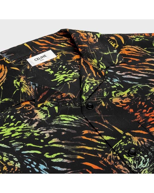 Céline Green Hawaiian Shirt With Print for men